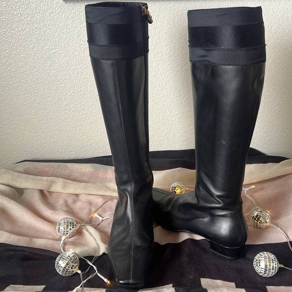 Gucci Leather with Silk Riding Boots - Picture 12 of 14